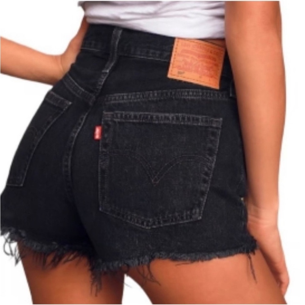 Levi's Black High-Waisted Distressed Jean Shorts
